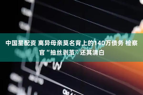 中国星配资 离异母亲莫名背上的140万债务 检察官“抽丝剥茧”还其清白