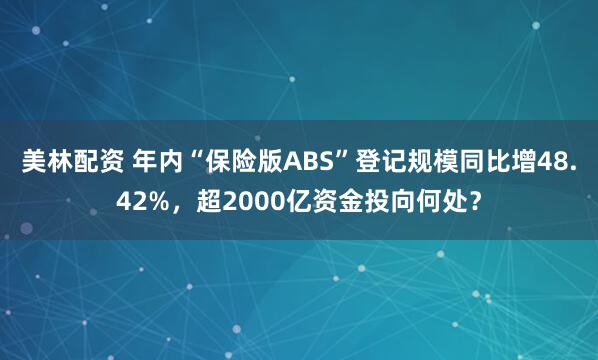 美林配资 年内“保险版ABS”登记规模同比增48.42%，超2000亿资金投向何处？